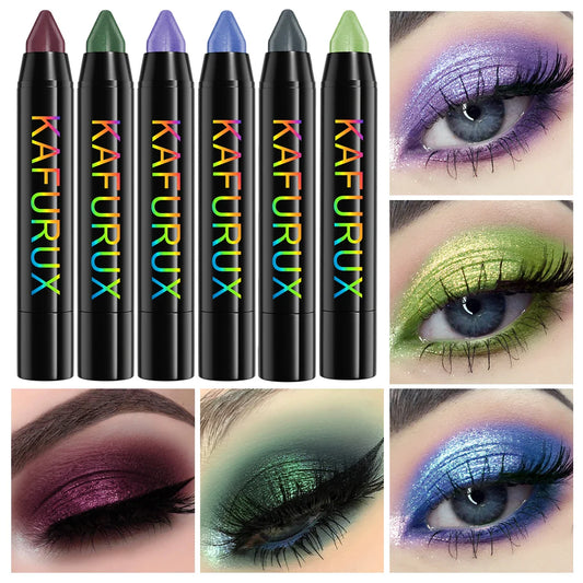 KAFURUX 6pc Metallic Glitter Eyeshadow Pencil Set | Shimmer Liner Eyeshadow Pencil Set Oasis Select