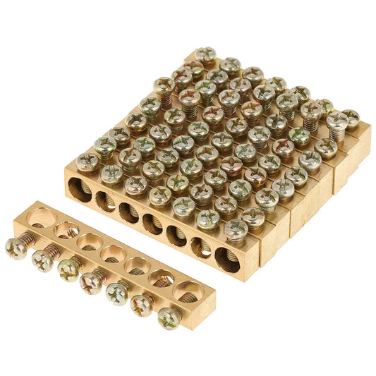 Ground Bar 7‑Hole Electrical Distribution Wire Screw Terminal Brass Ground Neutral Bar Terminal Bar Peaceful Pleasures Health and Wellness Default Title