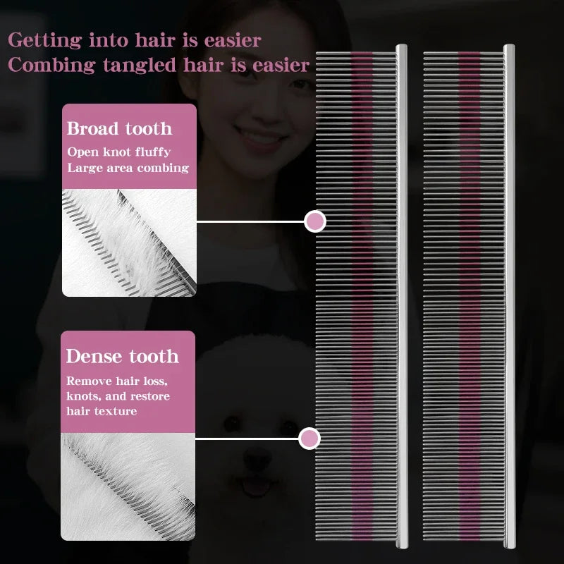 Professional Pet Grooming Comb | Stainless Steel Dog & Cat