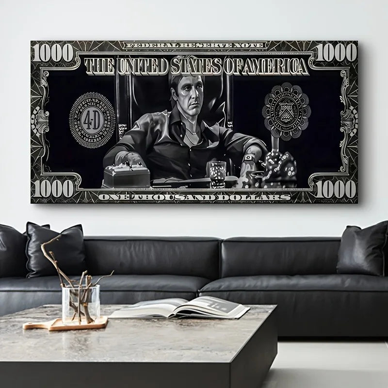 Classic Movie Canvas Painting Scarface Tony Montana Poster Dollar Wall Art Money Pictures Print Living Room Home Decor Artwork Peaceful Pleasures Health and Wellness
