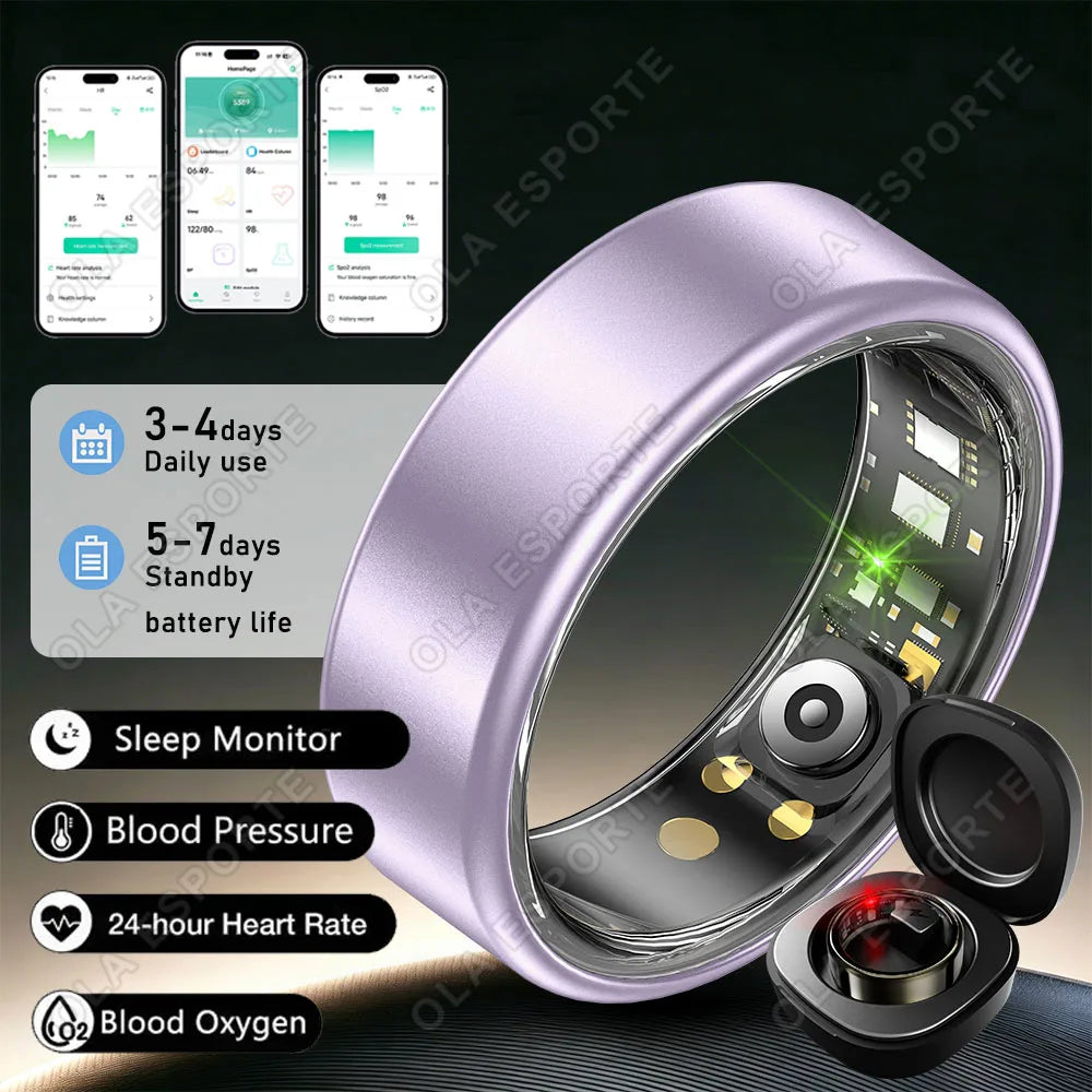 2026 New Smart Ring Heart Rate Blood Pressure Sleep Monitoring Motion Tracking IP68 Waterproof Men Women Smart Ring Holiday Gift Peaceful Pleasures Health and Wellness
