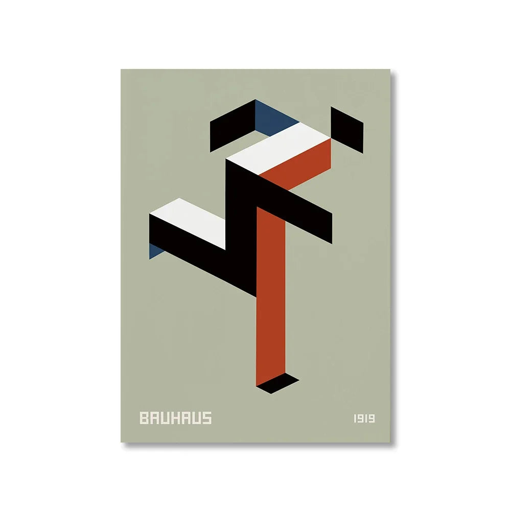 Modern Abstraction Wall Art Poster Prints Bauhaus Geometric Buildings Canvas Painting Picture for Bathroom Room Home Decor Peaceful Pleasures Health and Wellness