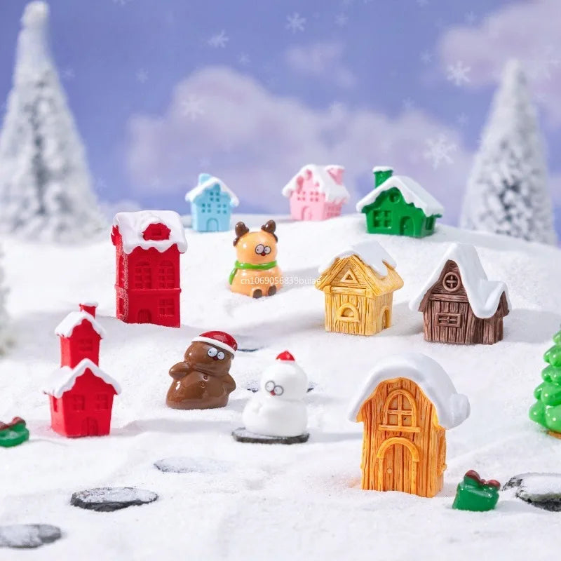 Mini Christmas Figurine Snowman Santa Claus Xmas Tree Deer Carriage Bell Figurine Home Bonsai Decor Micro Landscape Ornament Peaceful Pleasures Health and Wellness