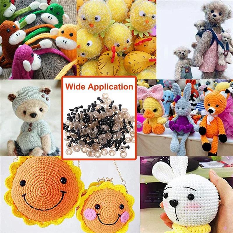 A36T-Safety Eyes With Washers, 300Pcs Small Doll Eyes Craft Toy Eyes Teddy Bear Eyes 6Mm/8Mm/9Mm/10Mm/12Mm, Black Plastic Eye Peaceful Pleasures Health and Wellness