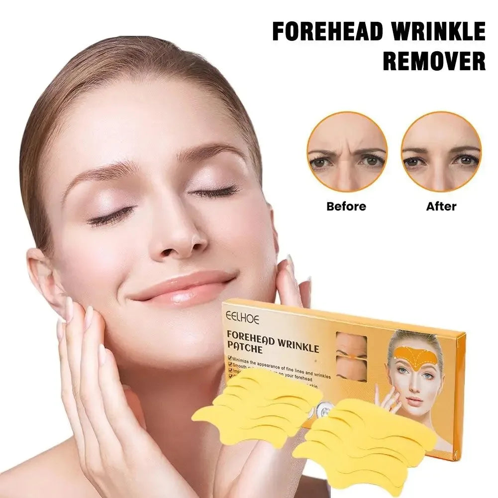 10pcs/box Forehead Wrinkle Patch Lightening Forehead Wrinkle Gel Patch Hydrolyzed Collagen Firming Mask Facial Skincare Stickers Peaceful Pleasures Health and Wellness