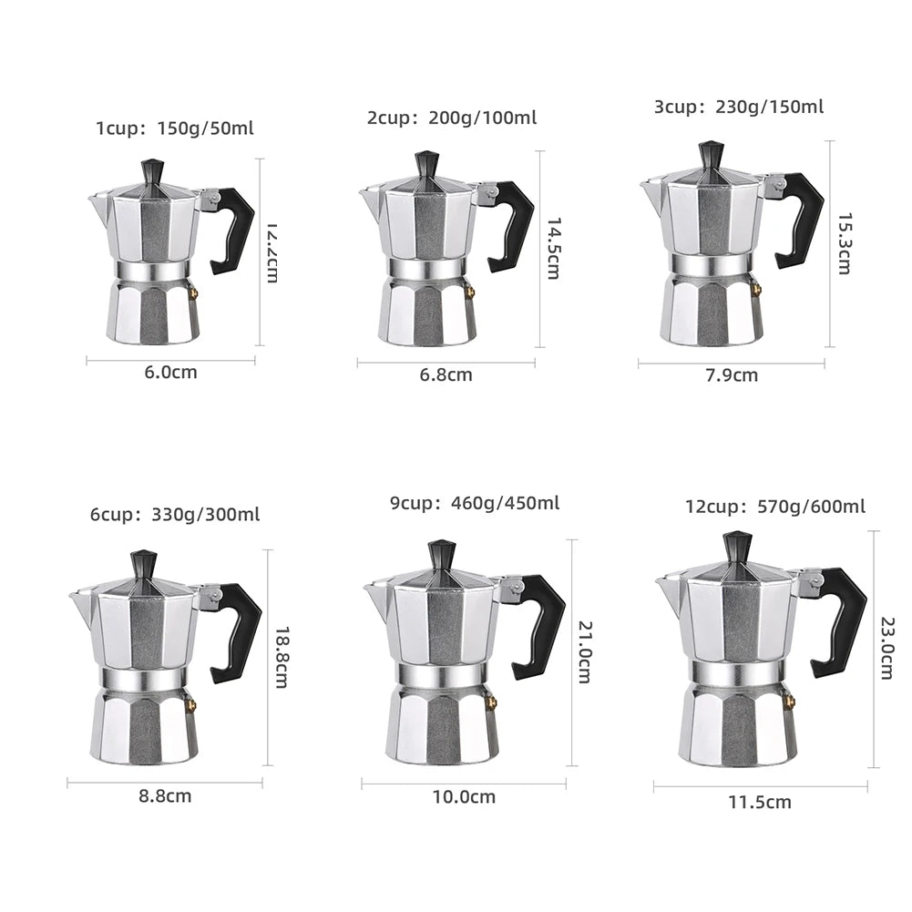 Octagonal Moka Pot Aluminum/Stainless Steel Stovetop Espressos Maker Multi-Purpose Coffee Pots for Outdoor Home Kitchen Office Peaceful Pleasures Health and Wellness