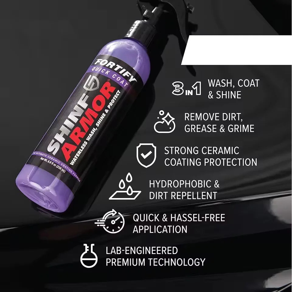 SHINE Fortify Quick Coat Ceramic Coating Car Wax Polish Spray Waterless Car Wash Wax Hydrophobic Top Coat Polish Peaceful Pleasures Health and Wellness