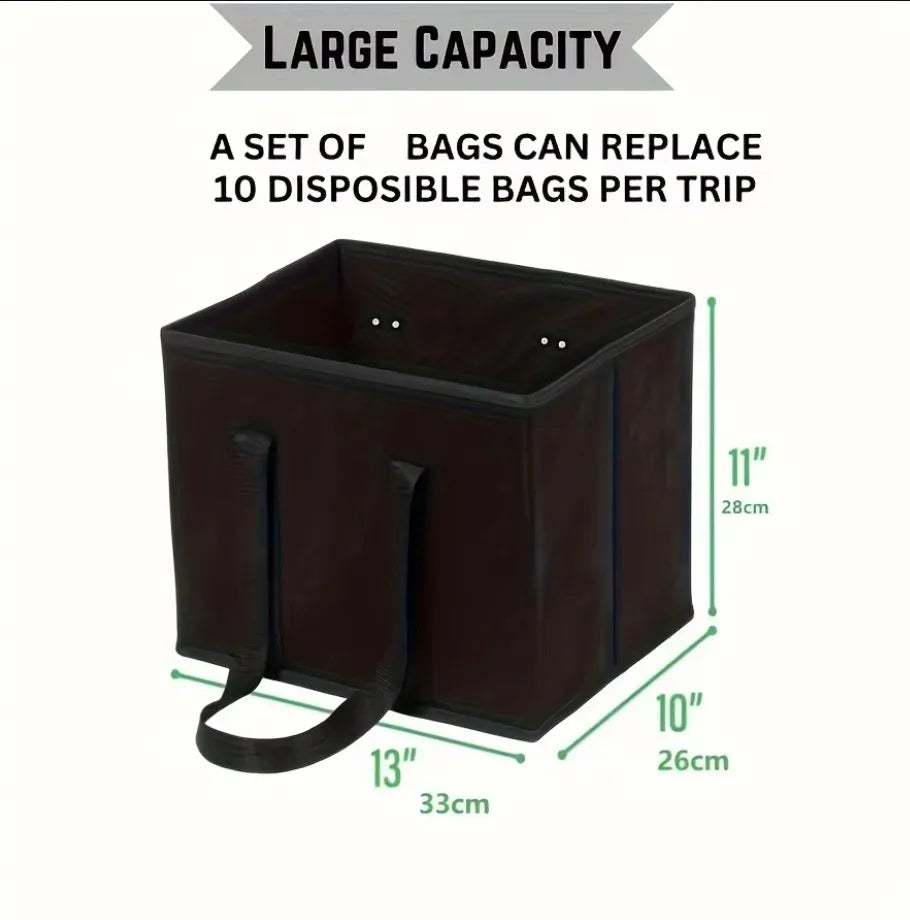 Reusable Grocery Bags, Shopping Bags for groceries, Utility Tote with Handles and Hard Bottom, Foldable Shopping Cart Organizer Peaceful Pleasures Health and Wellness