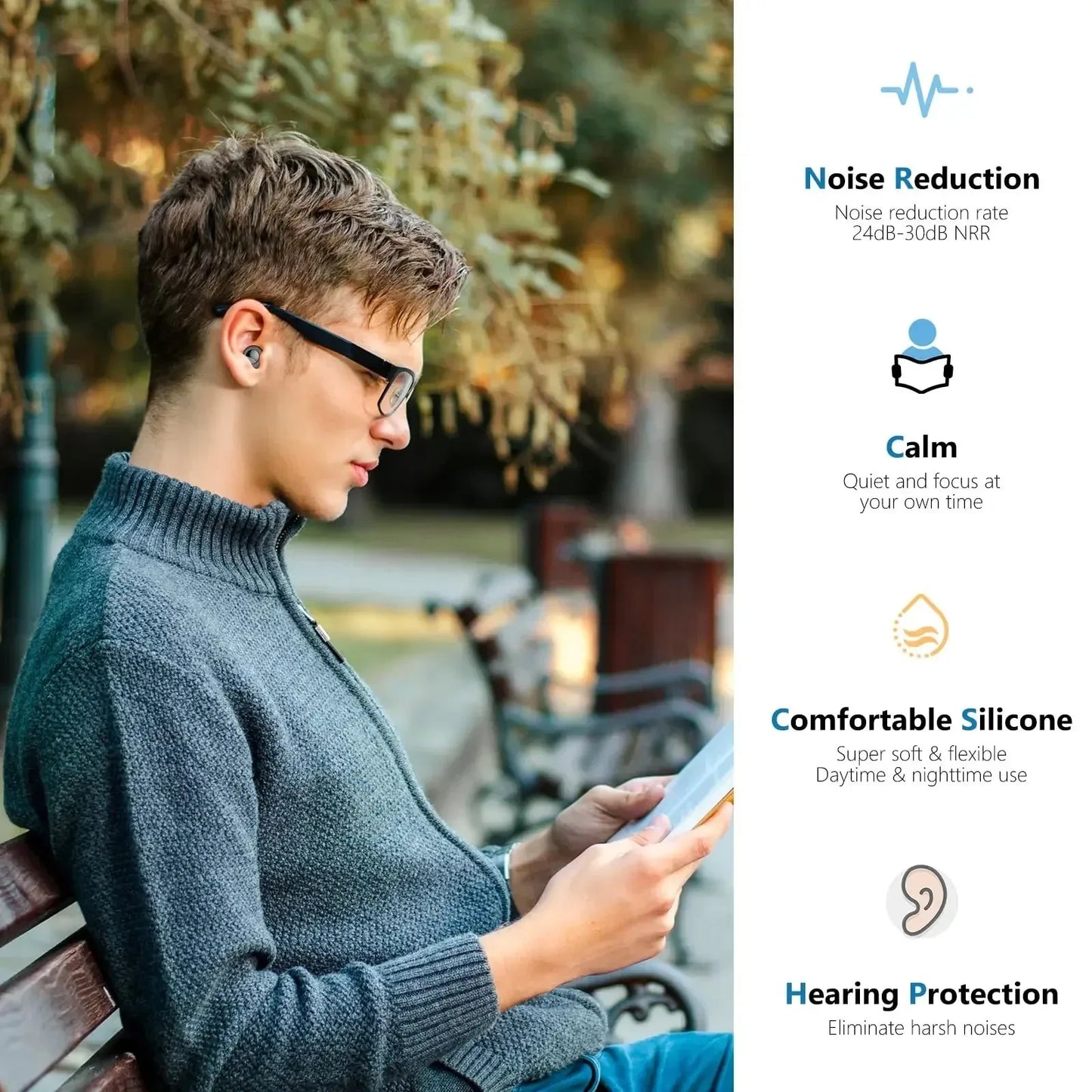 Reusable Silicone Noise Reduction Ear Plugs for Sleeping Concerts Study Travel Peaceful Pleasures Health and Wellness