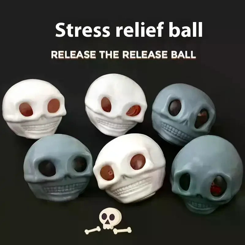Squeezable Skull Halloween Stress Ball Fidget Decompression Toy