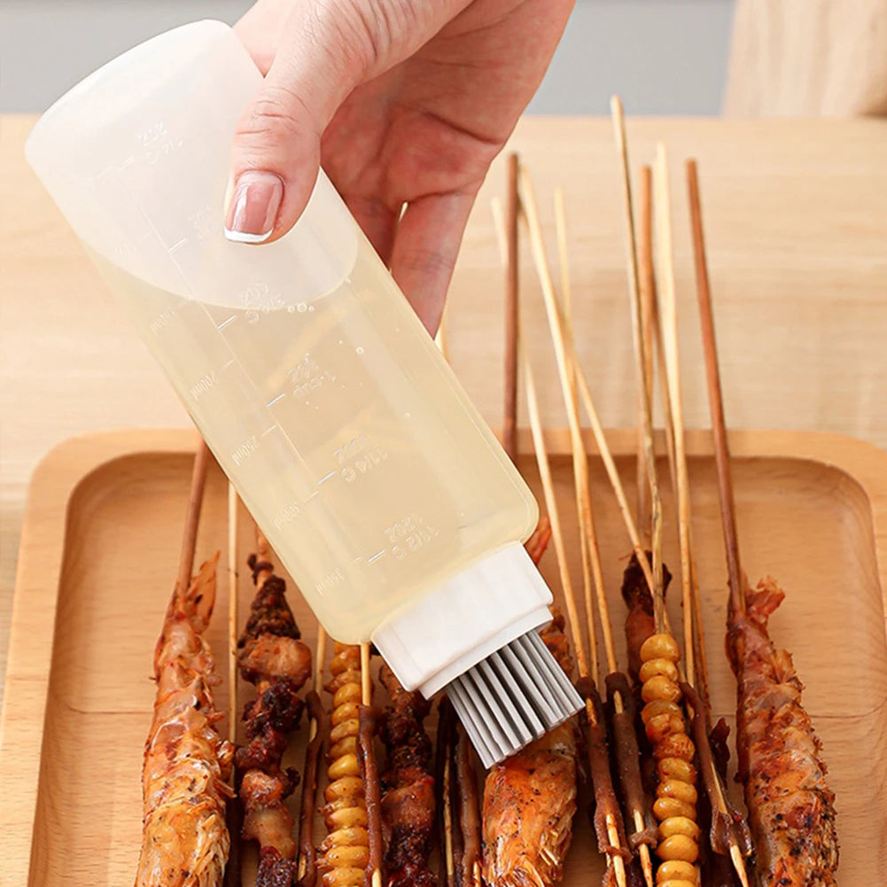 Silicone Oil Bottle With Brush,Heat-Resistant Outdoor Barbecue With Scale Brush Oil Pot,For Kitchen Cooking/Frying/BBQ Pancake Peaceful Pleasures Health and Wellness