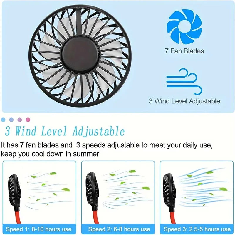 Newest Mini Wearable Usb Charging Air Cooling Conditioner Fan Portable Neck Fan Portable Outdoor Silent Neck Fan Peaceful Pleasures Health and Wellness