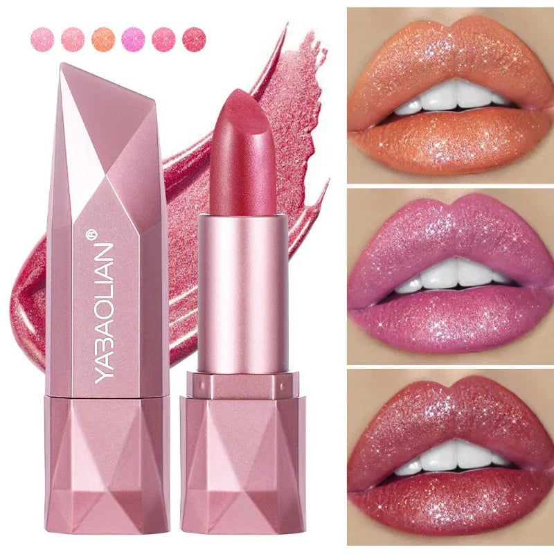 Diamond Shine Pearlescent Glitter Lipstick – High Gloss & Hydrating