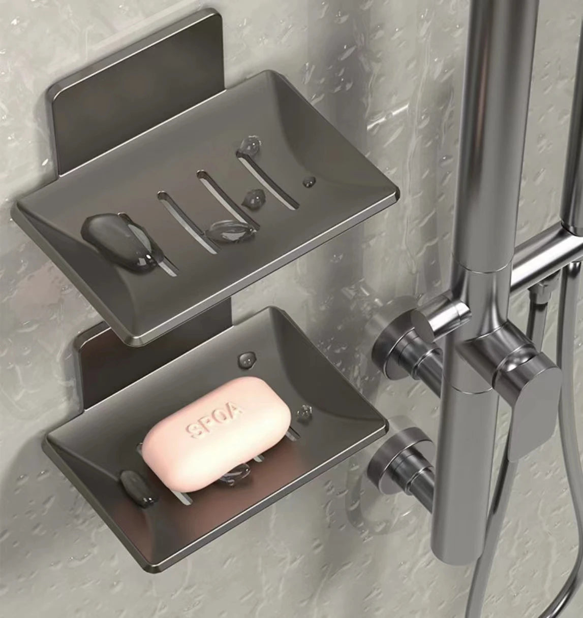 Wall Mounted Soap Dish No Drill – Space Aluminum Holder