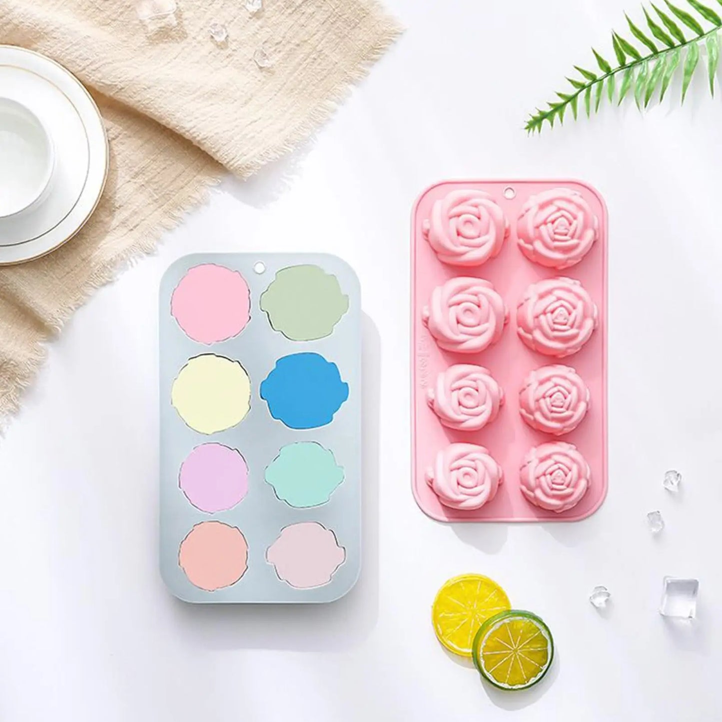 8-Cavity Silicone Rose Cake Mold – Nonstick Reusable Baking Pan