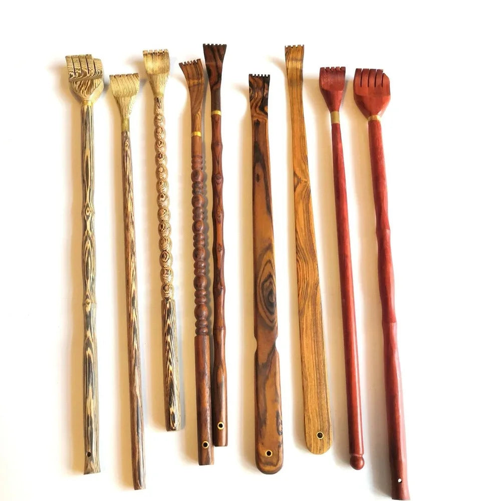 Bamboo Wood Back Scratcher – Long Handle Body Massager