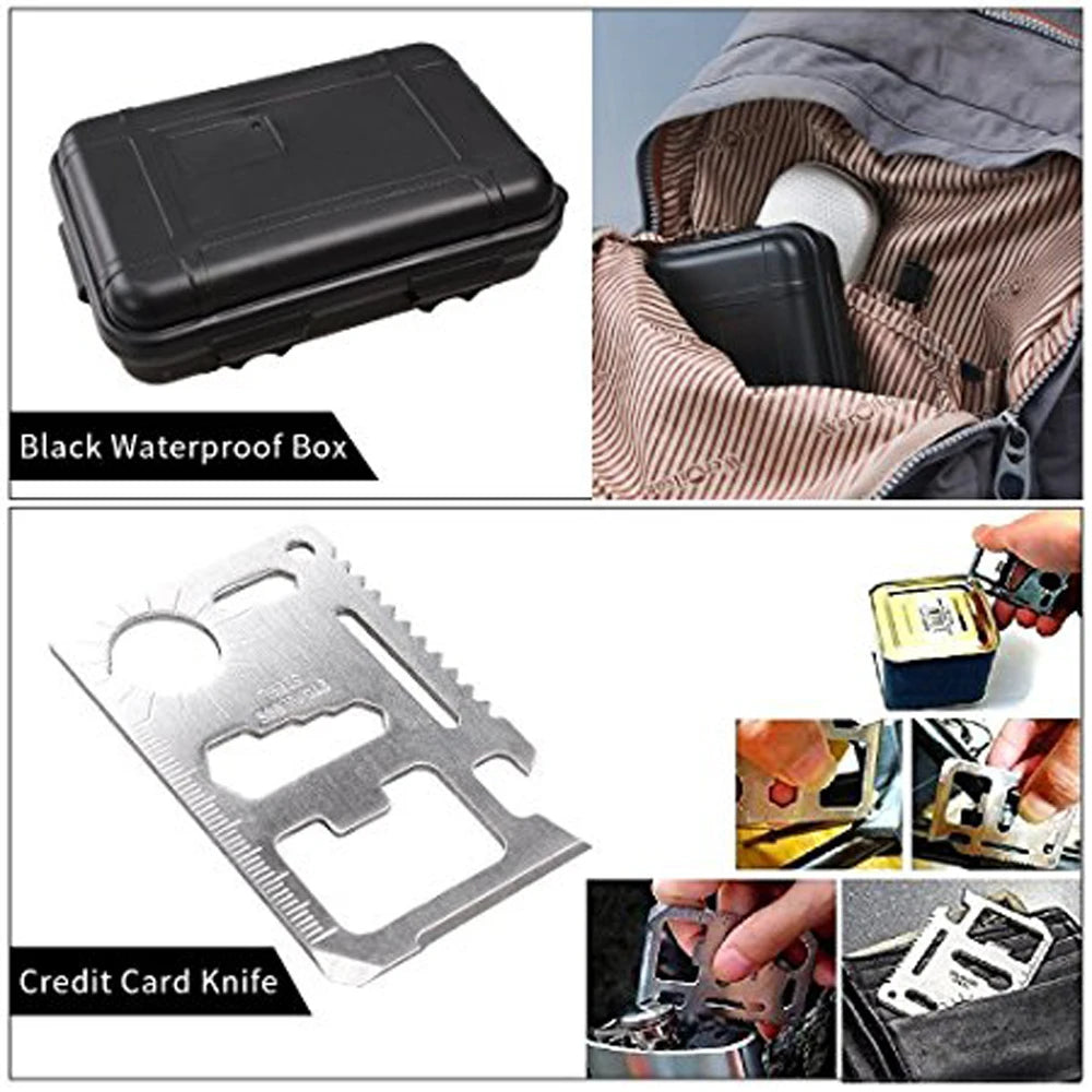First Aid Kit Multifunction Outdoor Adventure Survival Kit SOS Emergency Survival Tool Traveling Camping Hiking Hunting Tool box Peaceful Pleasures Health and Wellness