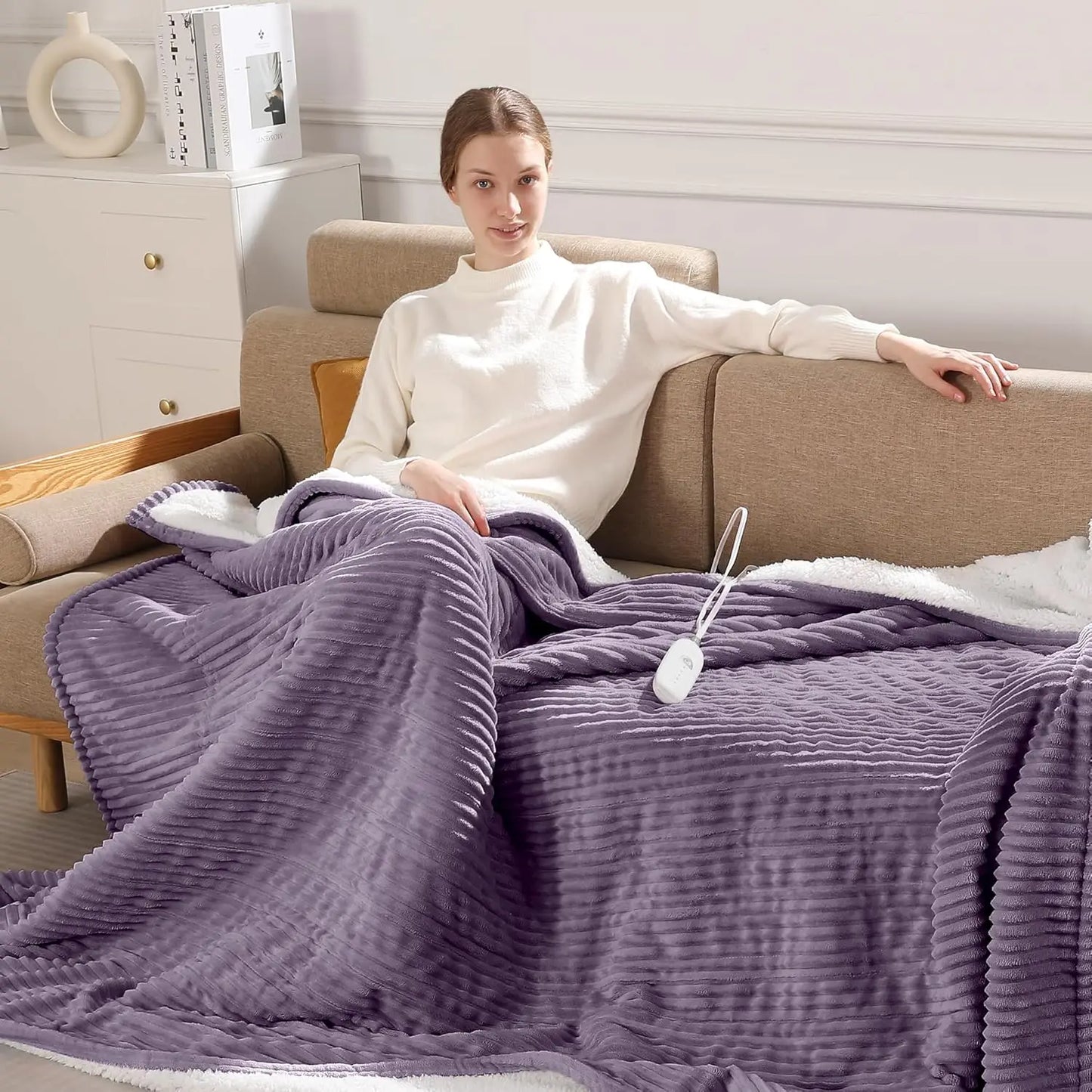 Twin Electric Blanket – Flannel & Sherpa Fleece, 5 Levels, Fast Heat, Purple Peaceful Pleasures Health and Wellness United States