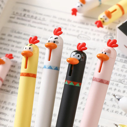 4-Pack Cute Chicken Novelty Gel Pens – 0.5mm Black Ink Novelty Gel Pen Set Oasis Select