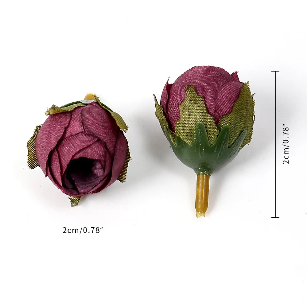 Silk Rose Tea Bud Artificial Flowers 10/20pcs – Wedding DIY Decor
