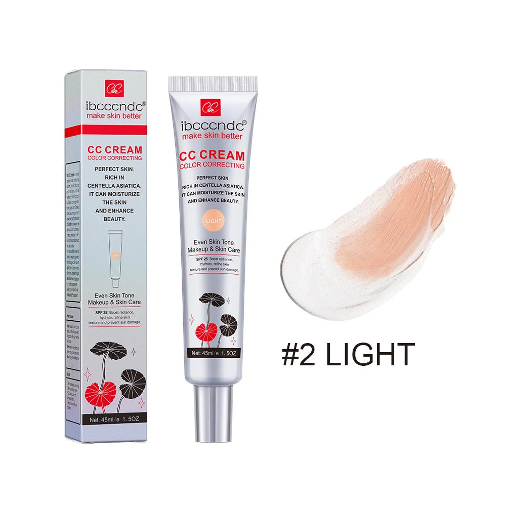 45ml Color Correcting CC Cream Facial Centella Asiatica Repair BB Cream Natural Concealer Whitening Liquid Foundation Cosmetics Peaceful Pleasures Health and Wellness light 3pcs