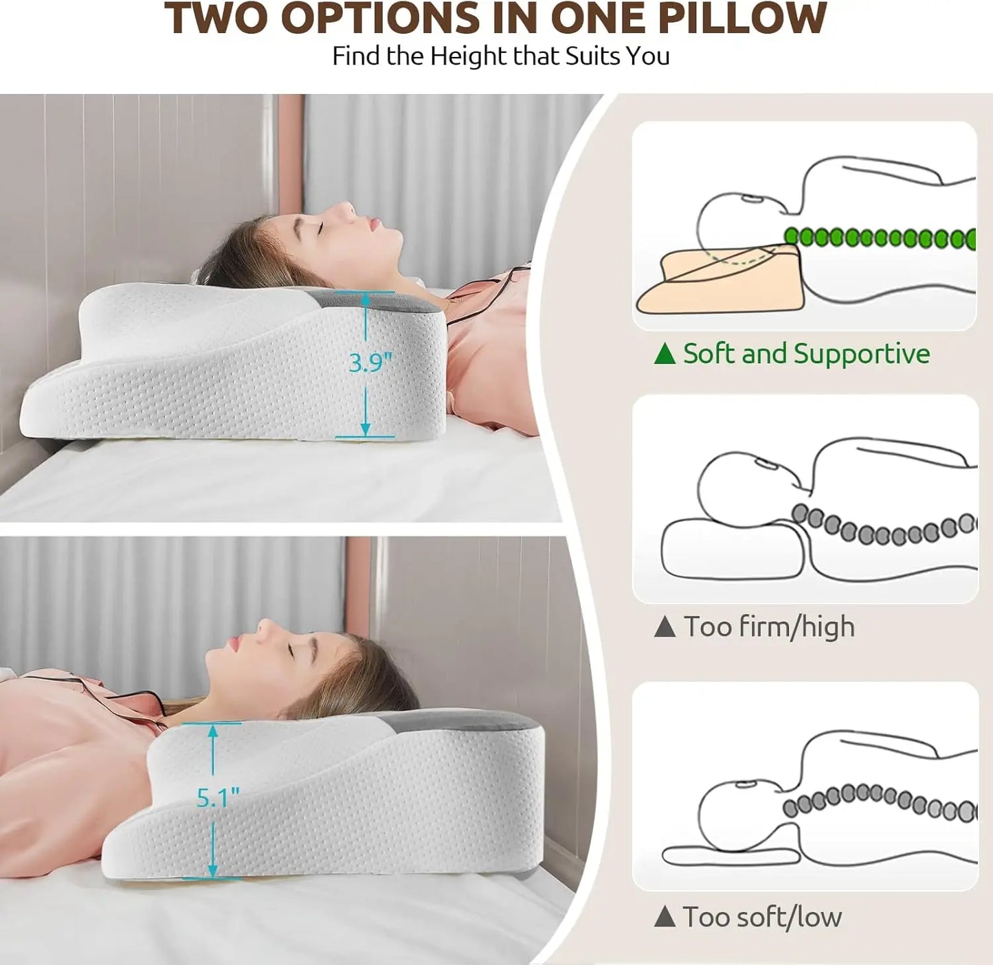 Ergonomic Memory Foam Neck Pillow – Cooling Pillowcase Neck Pillow Peaceful Pleasures Health and Wellness