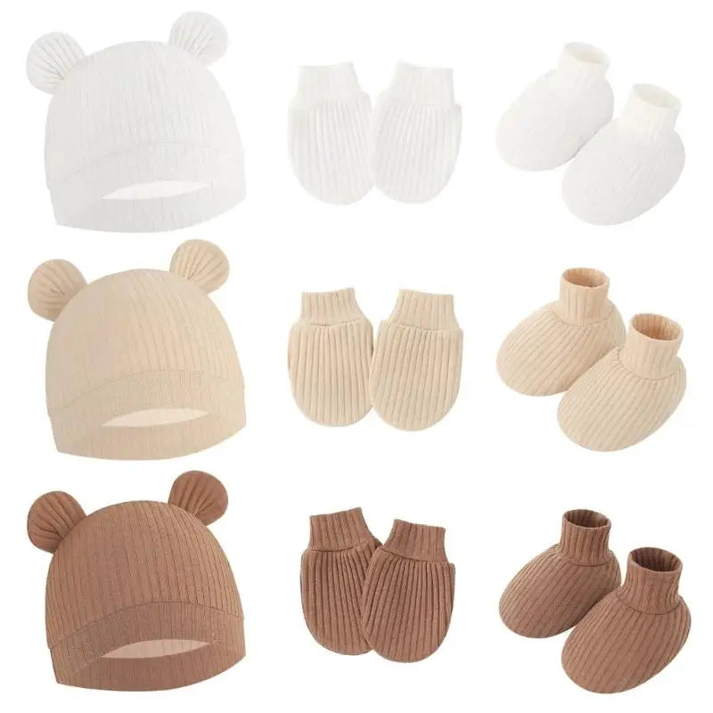 Newborn Baby Hat Mittens & Socks Set | Soft Cotton, 0–12M