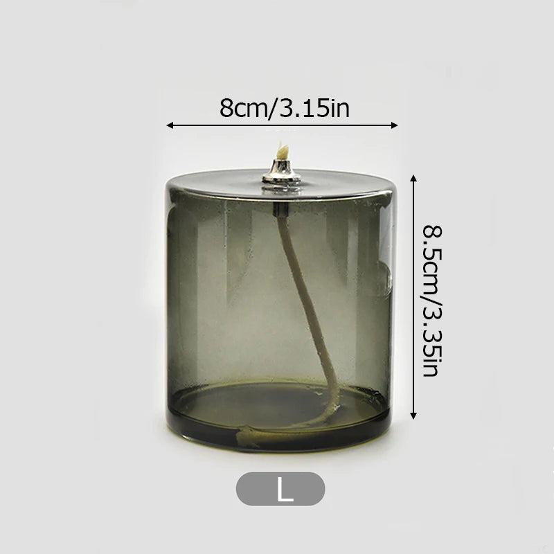 Creative Colorful Handcrafted Glass Candlestick Oil Lamp European Decorative Home Ornament Fashionable Home Decoration Practical Peaceful Pleasures Health and Wellness Green L