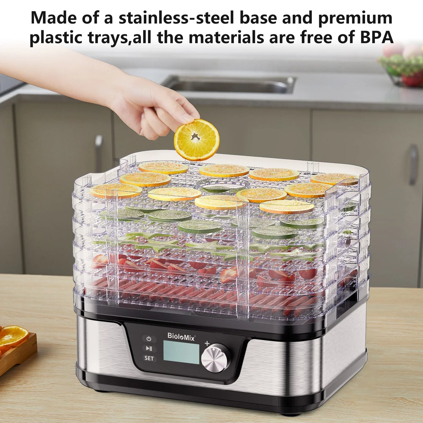 BioloMix 10L Food Dehydrator – 5 BPA-Free Trays, Digital Timer & Temp Control Kitchen Appliance Peaceful Pleasures Health and Wellness
