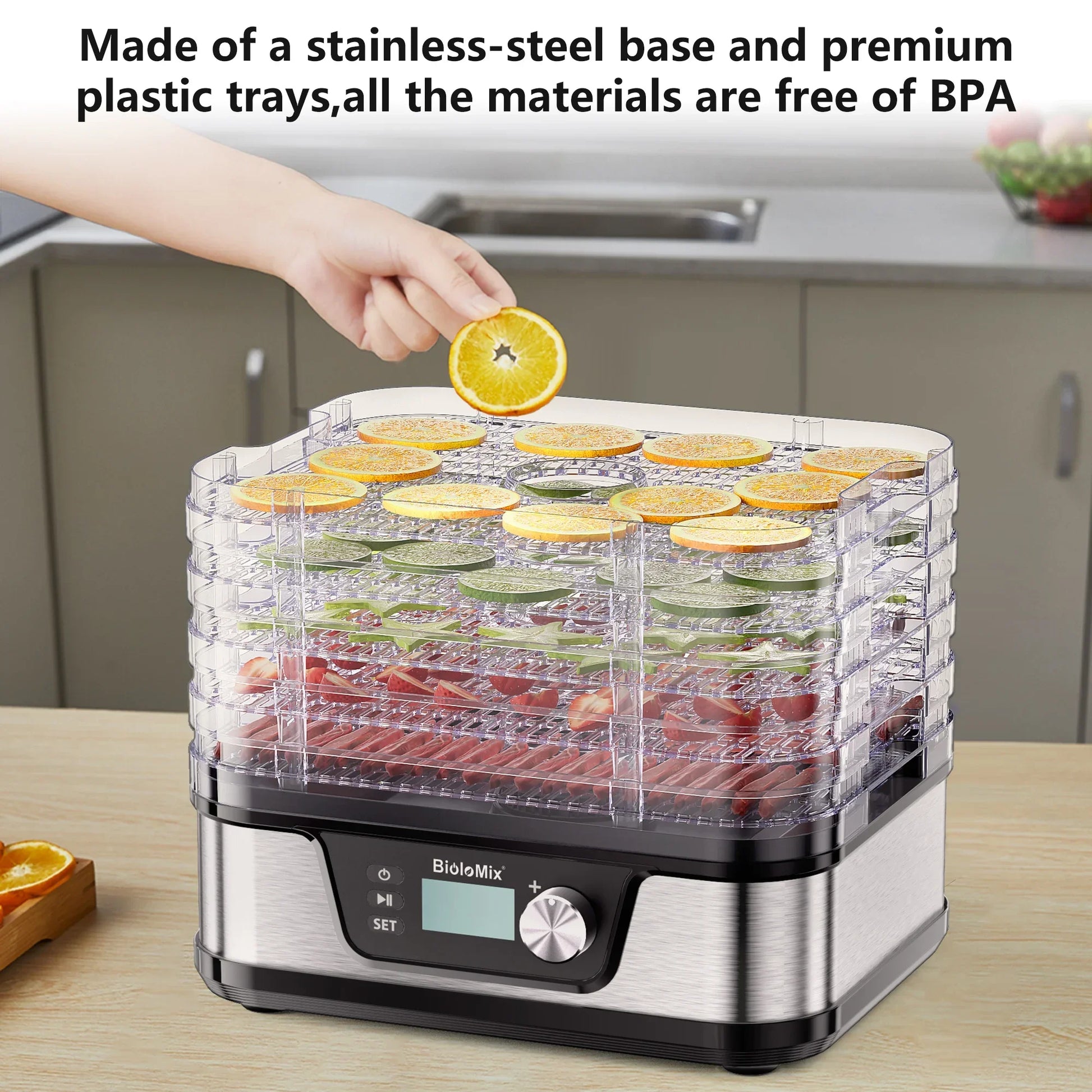 BioloMix 10L Food Dehydrator – 5 BPA-Free Trays, Digital Timer & Temp Control Kitchen Appliance Peaceful Pleasures Health and Wellness