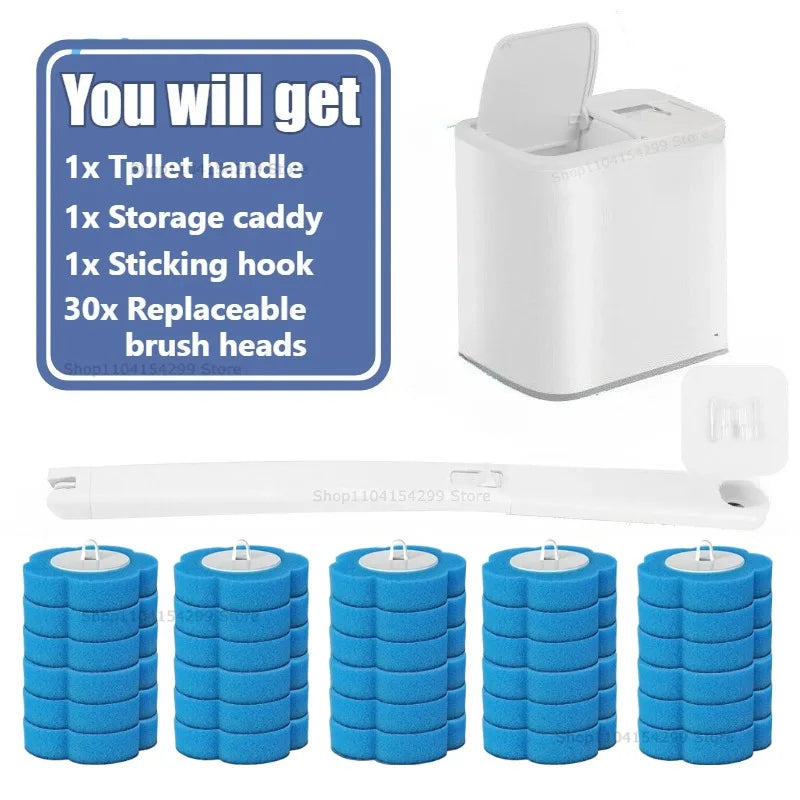Disposable Toilet Brush Kit | Long Handle & Wall Mount