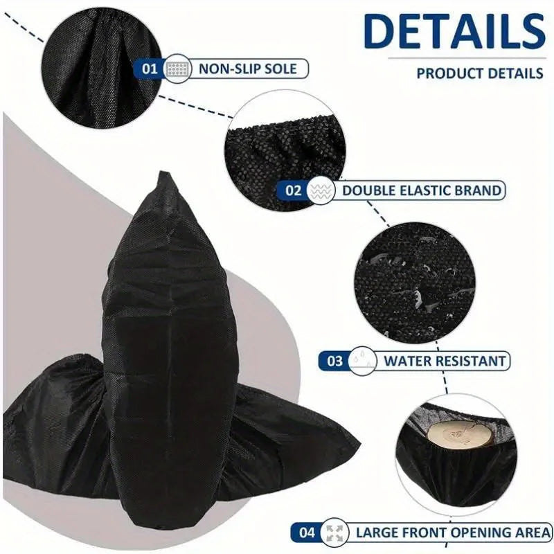 100-Pack Disposable Non-Slip Shoe Covers | Non-Woven Booties
