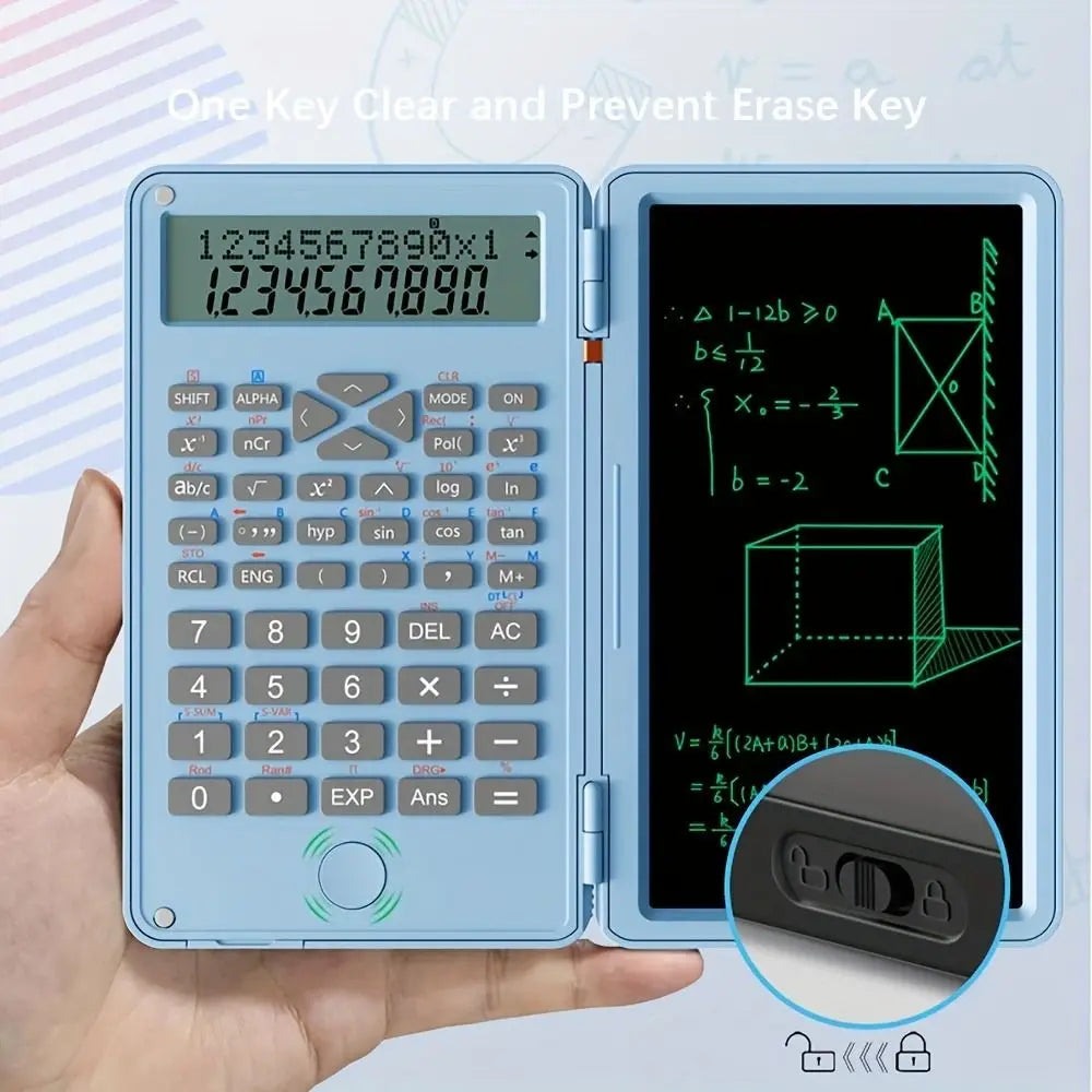 3 in 1 Scientific Calculator Foldable 6-inch Office LCD Drawing Pad Large Screen Display Multifunctional Digital Writing Tablet Peaceful Pleasures Health and Wellness