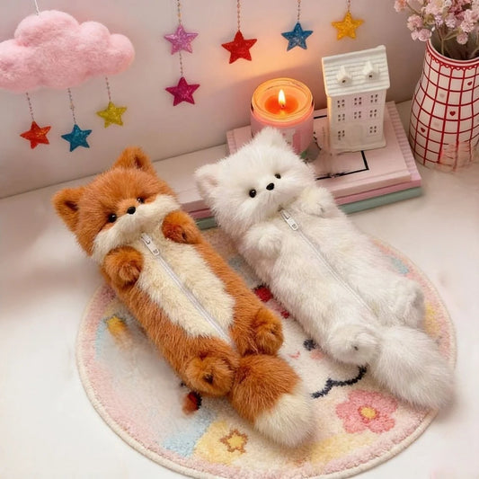 Plush Fox Pencil Case – Large Capacity Animal Stationery Pouch Plush Pencil Case Peaceful Pleasures Health and Wellness