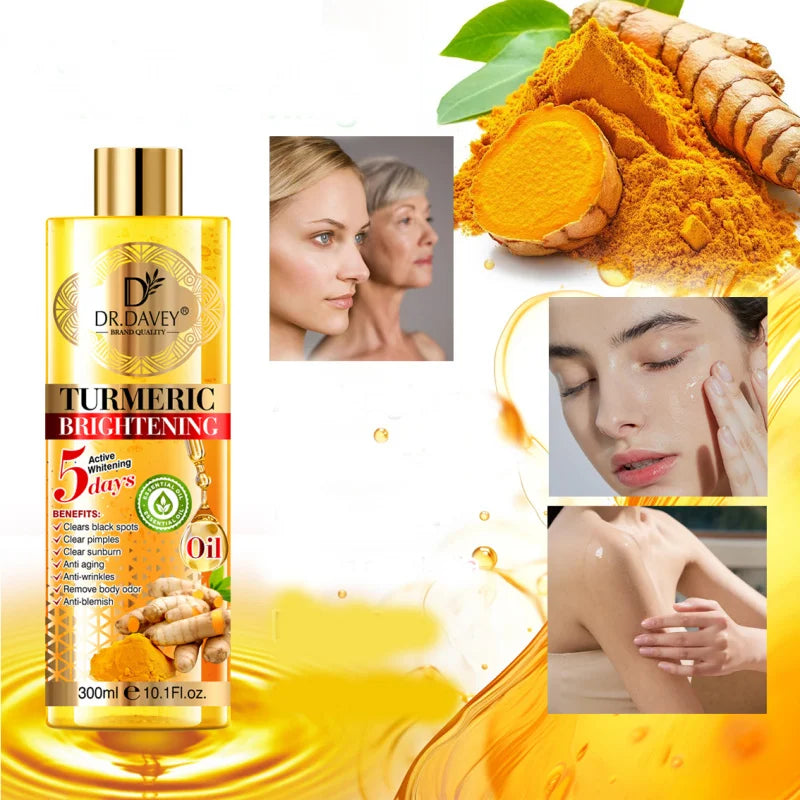 300ml Dr. Davey Turmeric Body Oil Moisturizing and Moisturizing the Skin with a Large Capacity of Whole-Body Oil for Body, Face Peaceful Pleasures Health and Wellness