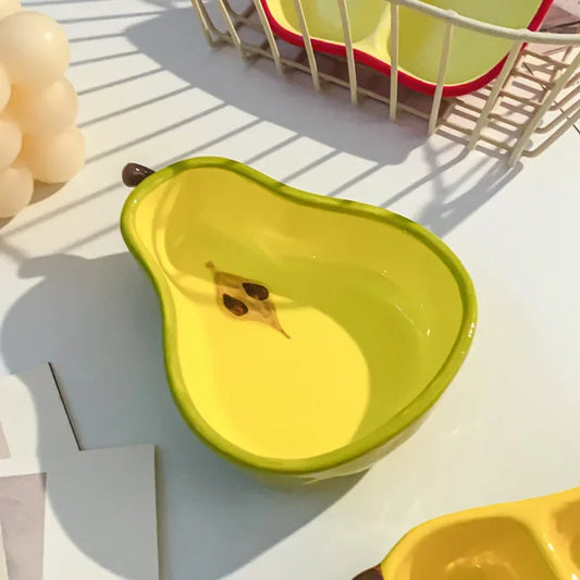 Ceramic Dipping Dish Household Flavor Dish Fruit Shaped Dish Dining Table High Aesthetic Value Apple Banana Seasoning Snack Dish Peaceful Pleasures Health and Wellness