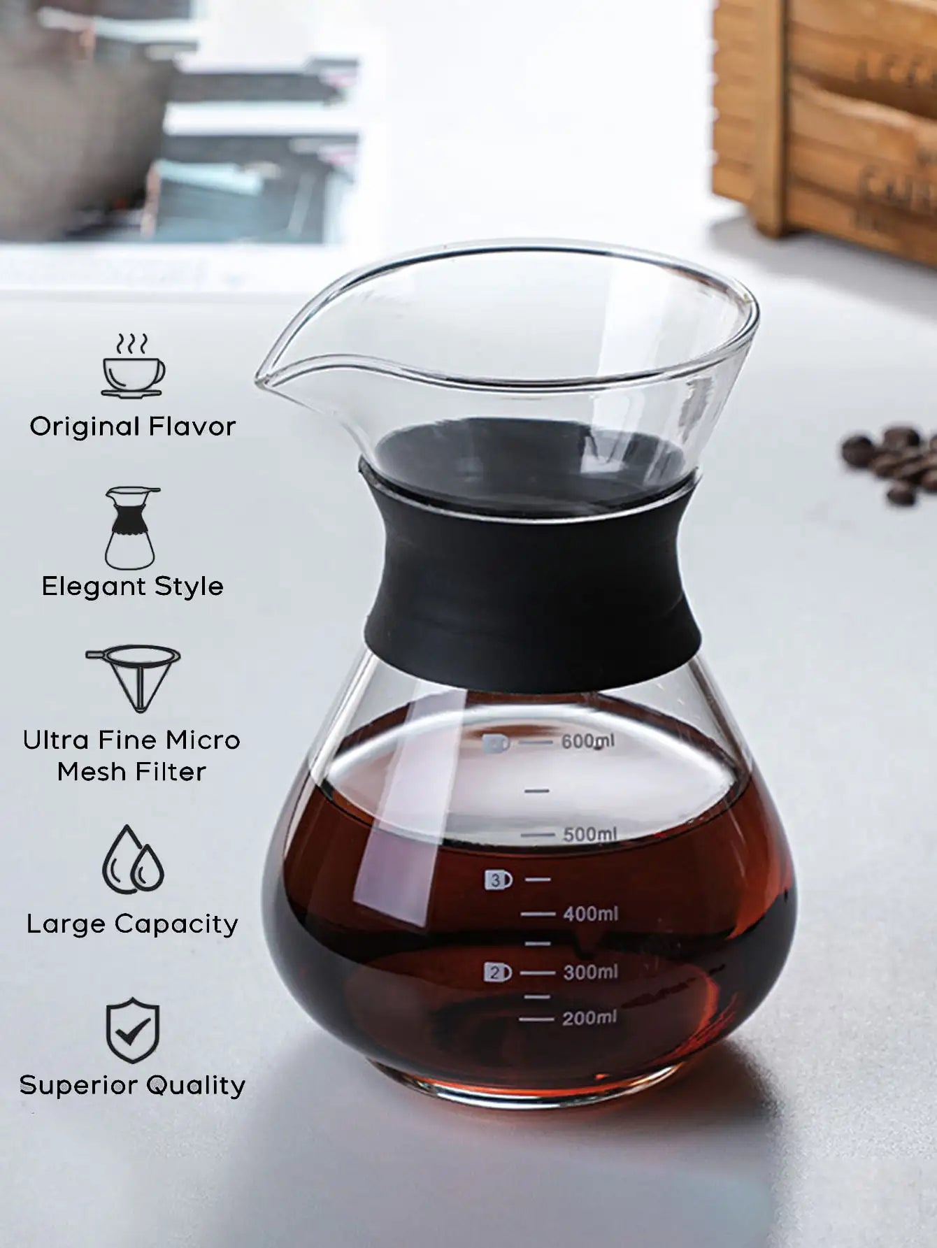 Pour Over Coffee Brewer with Stainless Steel Coffee Filter, Dripper Coffee Maker Pour Over with Thermal Insulating Peaceful Pleasures Health and Wellness