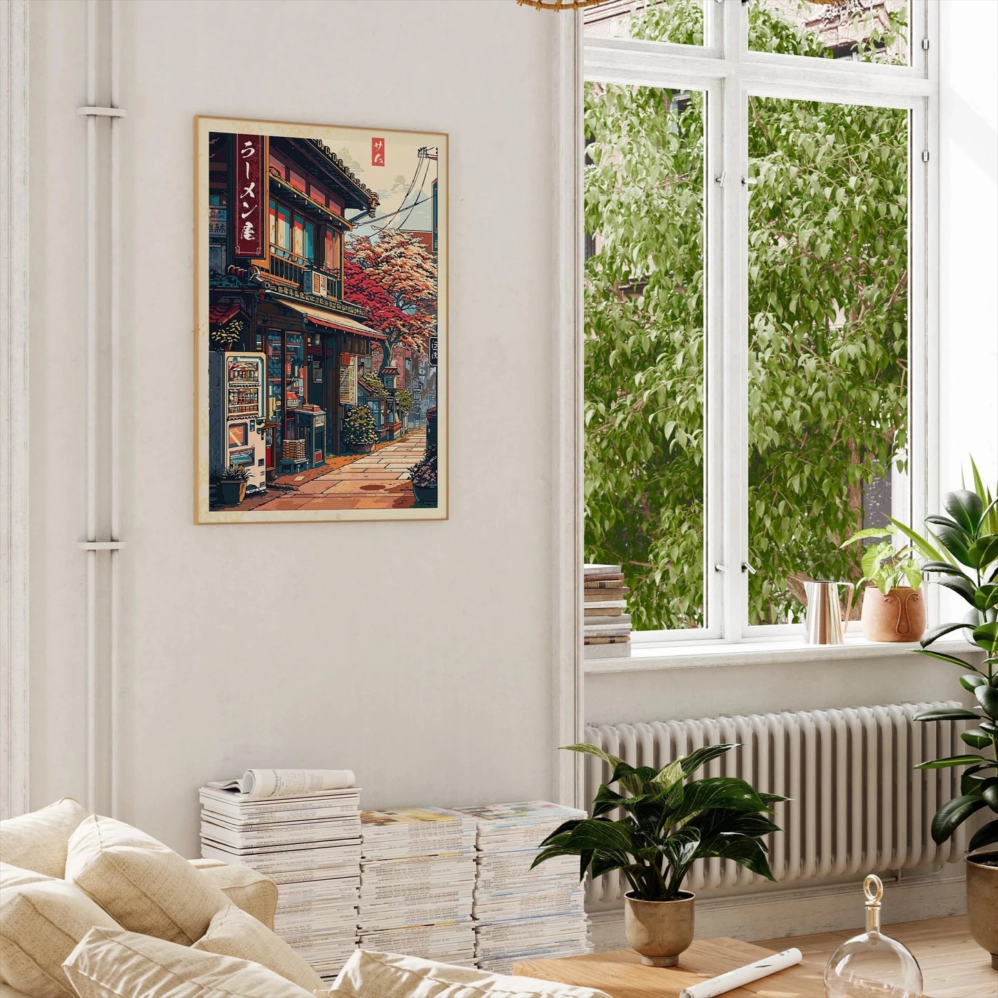 Anime Ramen Shop Gourmet Illustration Canvas Print City Street Scene Wall Poster for Modern Living Room Kitchen Home Decor Gifts Peaceful Pleasures Health and Wellness