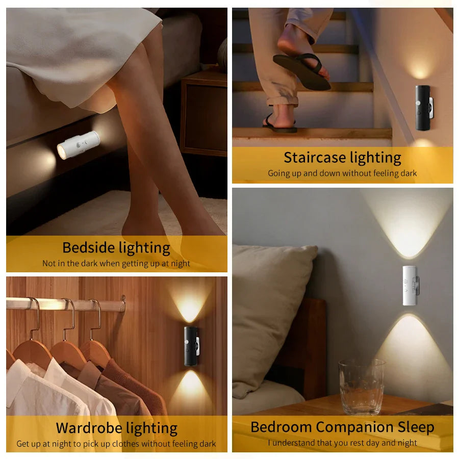 Motion Sensor LED Wall Light – Rechargeable 3-Color Spotlight