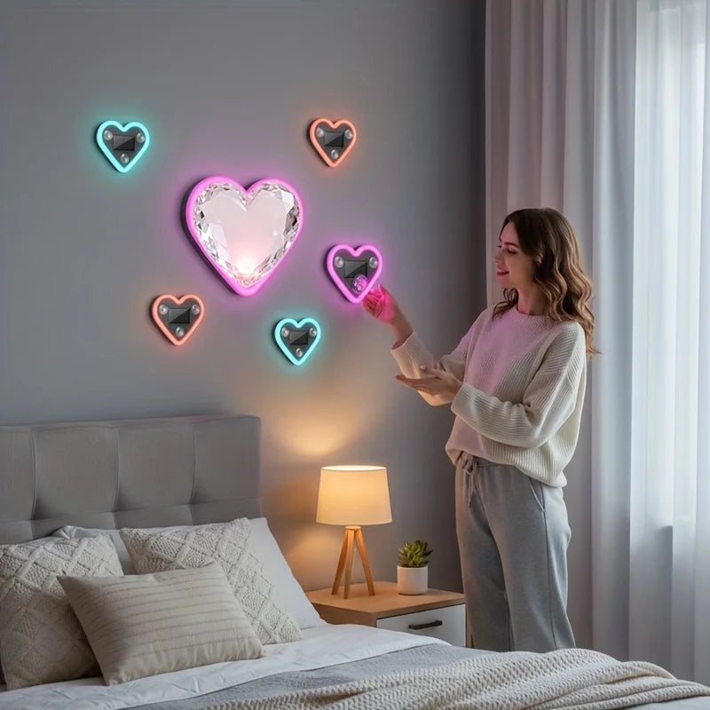 Solar Heart-Shaped RGB LED Car Atmosphere Light | Neon Glow