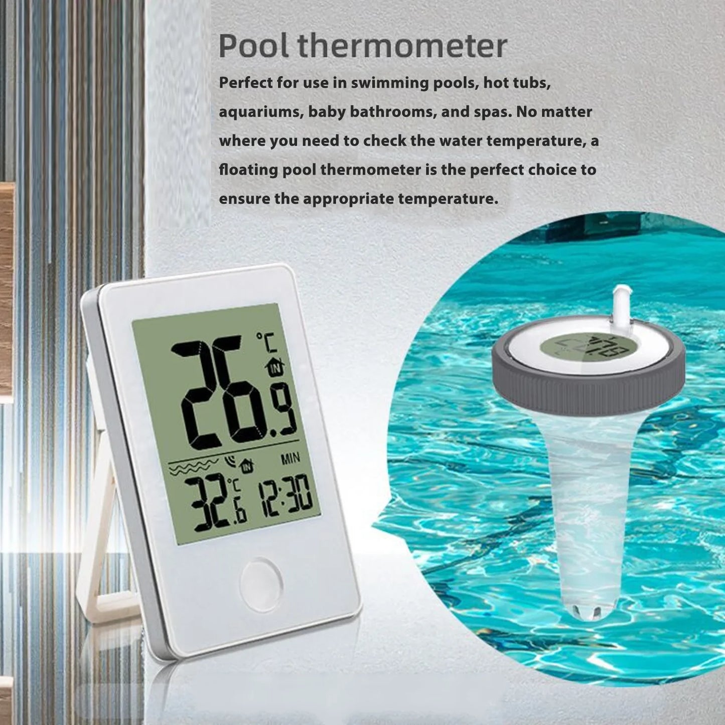 Wireless Swimming Pool Thermometer LCD Display 0 1 Accuracy