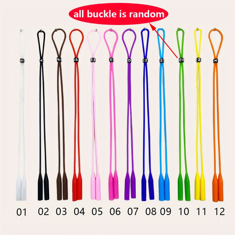 12pcs/24pcs Sports Eyewear Retainer Candy Color Silicone Sunglasses Women Eyeglasses Straps Adjustable Glasses Elastic Holder Peaceful Pleasures Health and Wellness