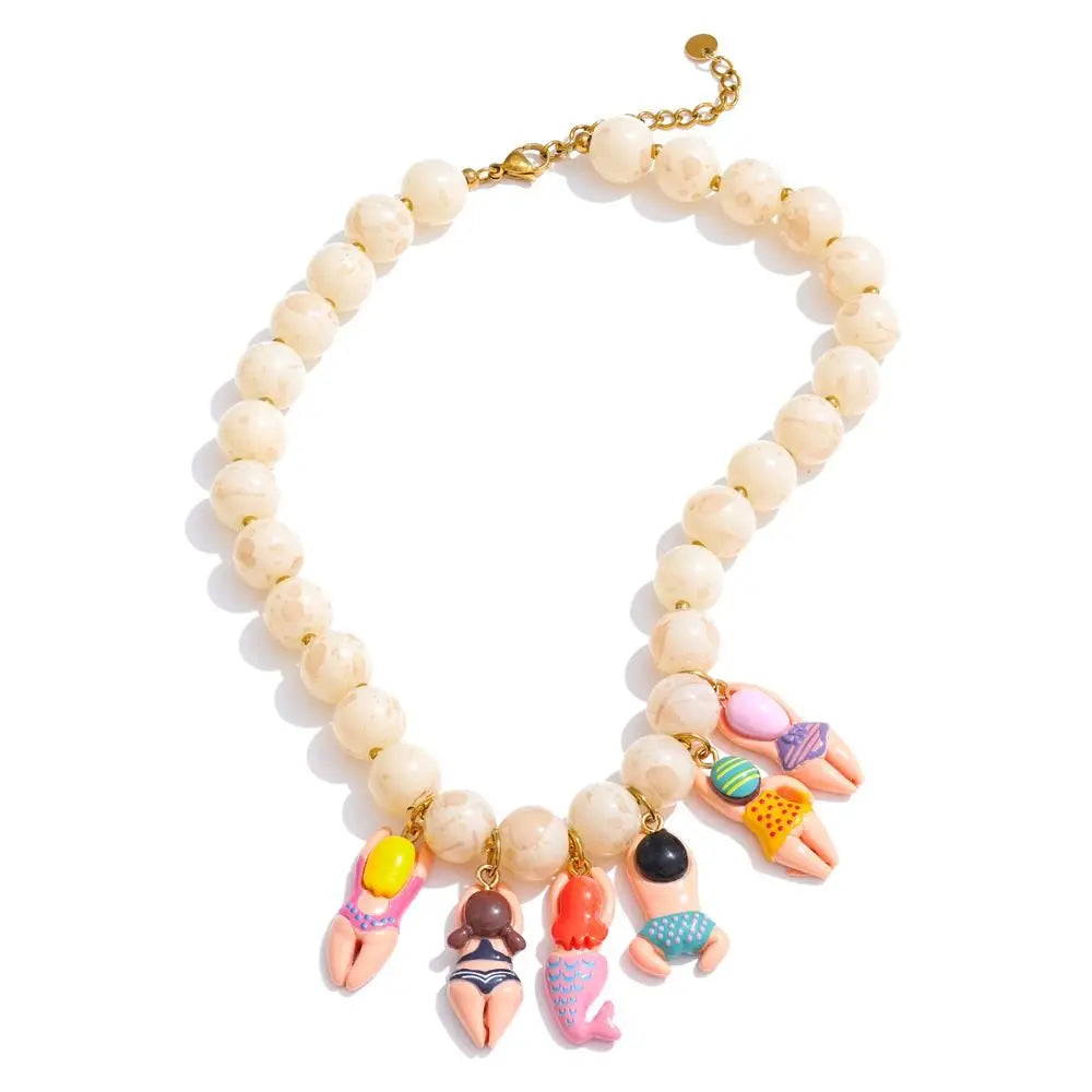 Bikini Doll Pendant Necklace – Handmade Beaded Chain Gift