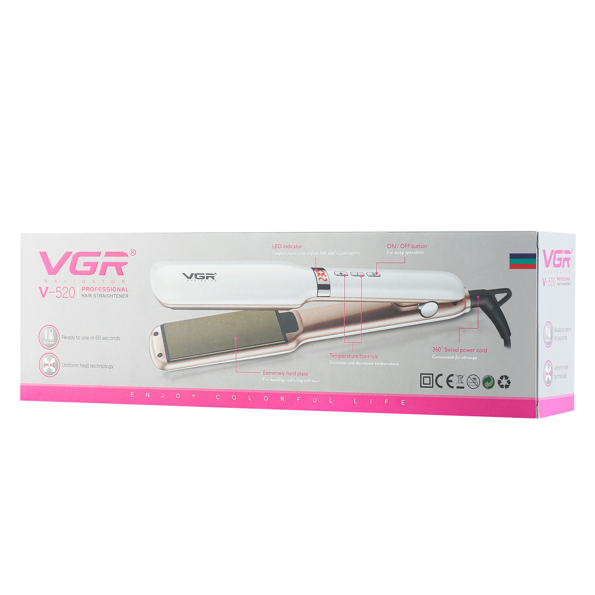 VGR Professional Perm Splint Dormitory Home Straight Hair Curling Convenient Hair Care Adjustable Hair Straightener V-520 Peaceful Pleasures Health and Wellness