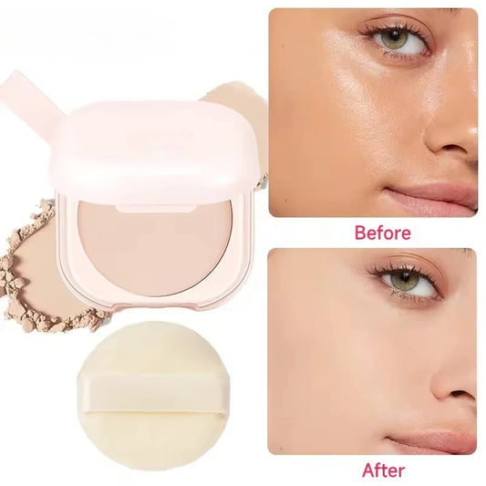 Setting Powder Oil Control Makeup Setting Brightening Skin Tone Setting Powder With Mirror Compact Portable Makeup Powder Peaceful Pleasures Health and Wellness