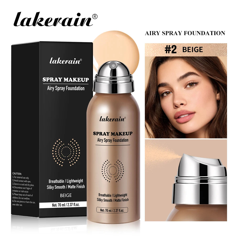 Airy Foundation Spray Waterproof Sweat-resistant Natural Silky Matte Finish Even Skin Tone Breathable Foundation Make-up Spray Peaceful Pleasures Health and Wellness BEIGE