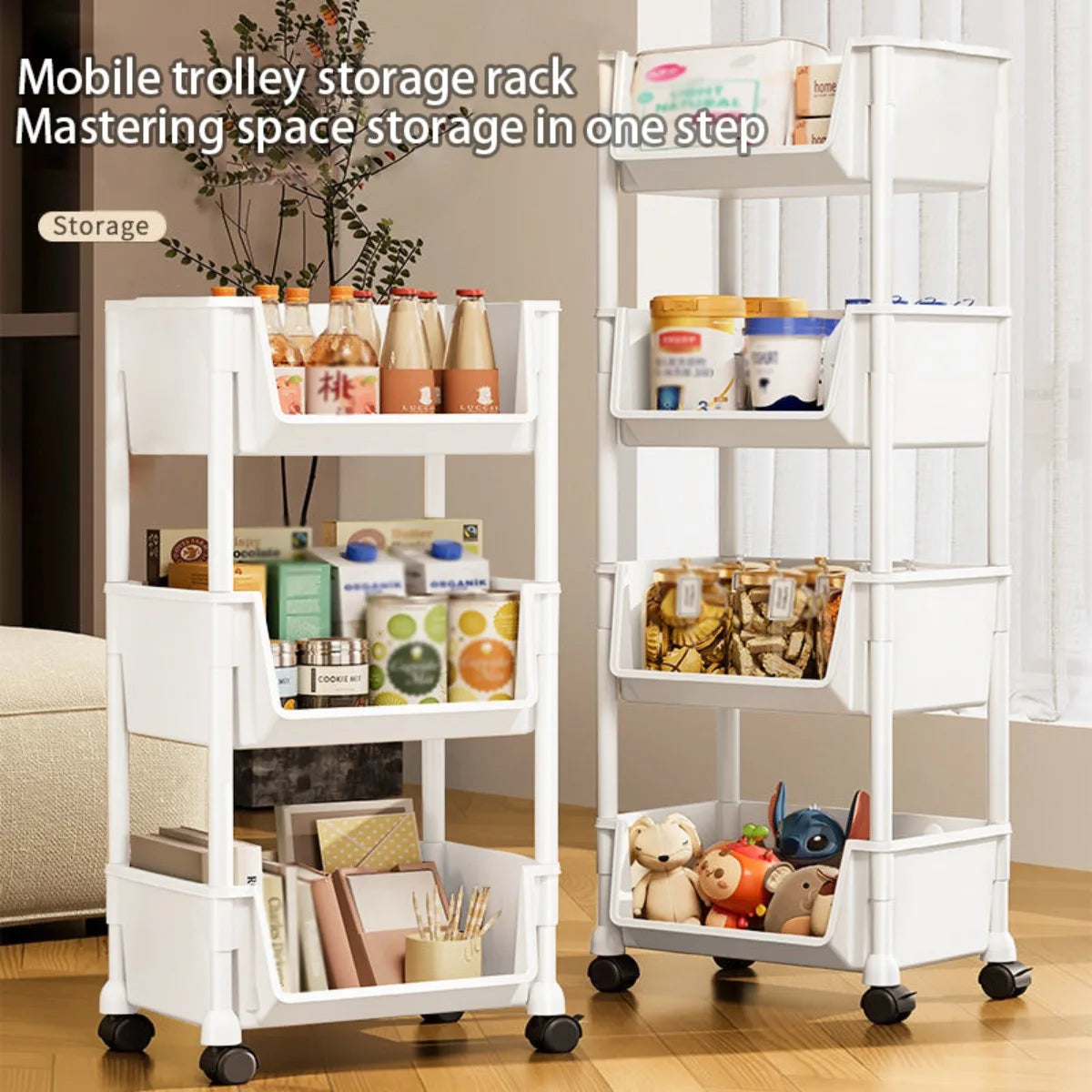 Rolling Storage Trolley Cart With Wheels – Multi-Layer Peaceful Pleasures Health and Wellness