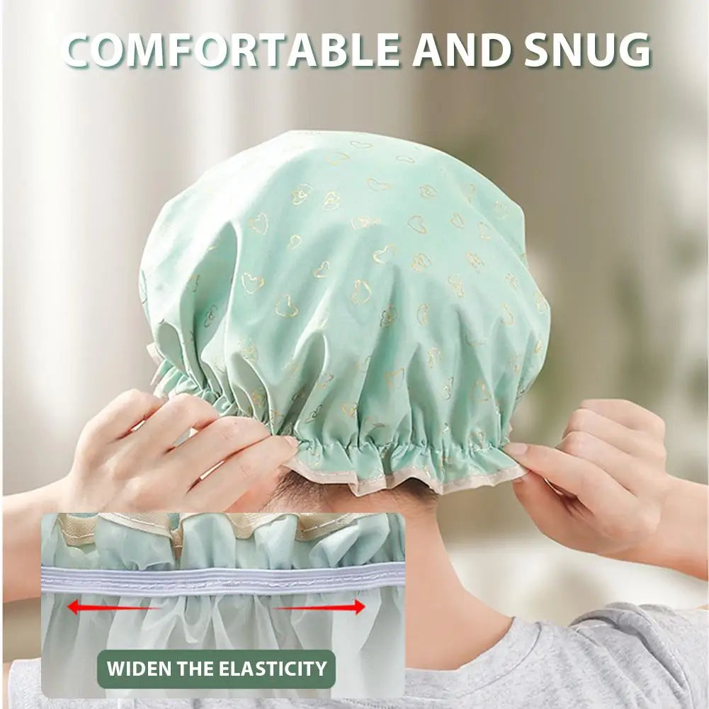 Large Reusable Waterproof Shower Cap – Double Layer Bath & Body Peaceful Pleasures Health and Wellness