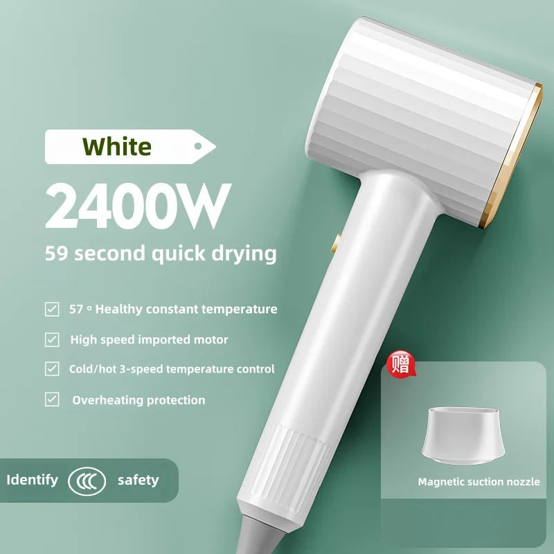 2025 High-Speed Hair Dryer, High-Power Quick Drying Hair Salon, Professional Household Blue Light Negative Ion Hair Dryer Peaceful Pleasures Health and Wellness (C) White US