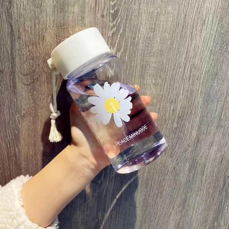 Daisy 500ml BPA-Free Reusable Leakproof Water Bottle Reusable Water Bottle Peaceful Pleasures Health and Wellness Transparent-1 Flower 400ml